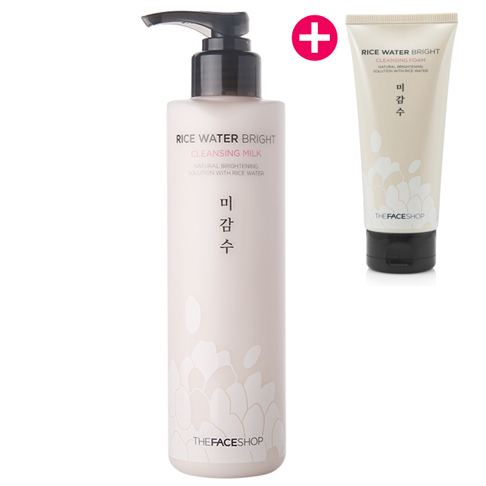 菲诗小铺The Face Shop米水亮透洁面奶200ml大米卸妆乳送洁面25g