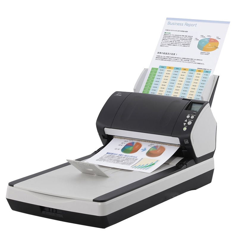 Fujitsu FI-7280 Flatbed + Paper Feeder Scanner A4 Format Double-sided Digital Processing 80 Pages per Minute 160-Sided OCR Recognition Ultrasonic Recoil detection Automatic Correction Cutting