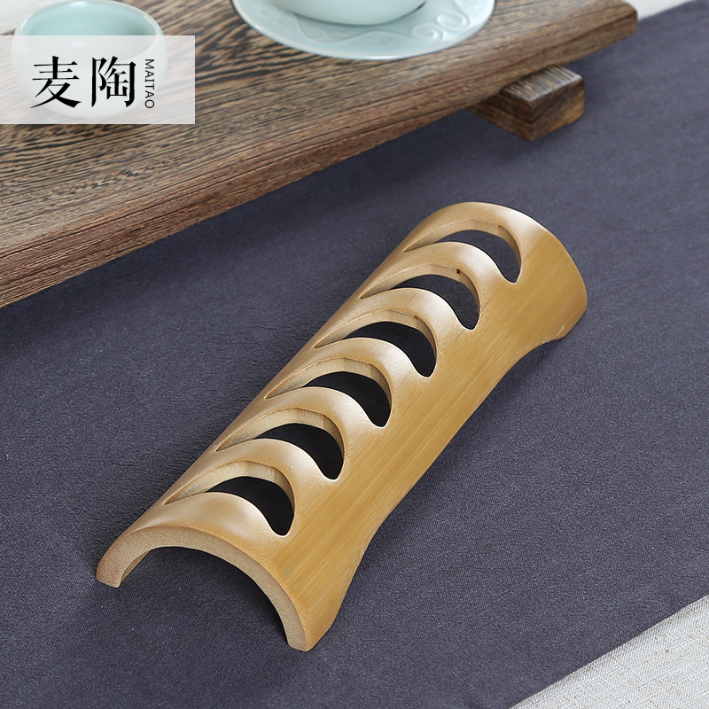 MaiTao tea cup rack shelf natural bamboo wood accessories kung fu tea zero with manual teacup coaster