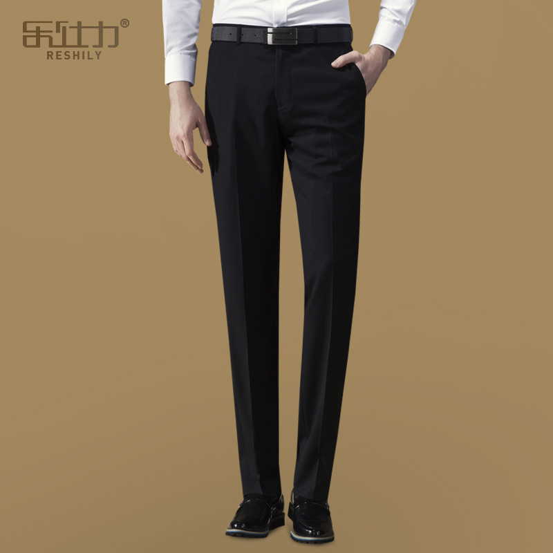 Men's black suit men train ironing straight bar Korean suit pants summer thin business casual dress pants