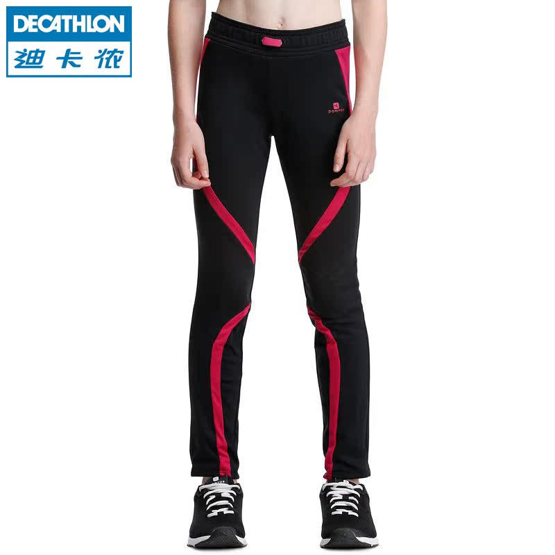 迪卡侬新款秋冬快干女童儿童运动裤保暖紧身打底长裤 DOMYOS KDG
