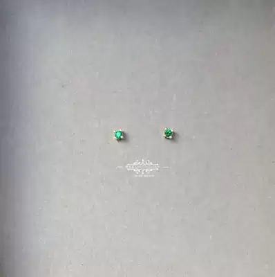 925 silver plated 14K gold ear needle hypoallergenic Emerald auricular needle green ear needle minimum