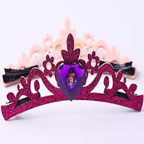 Sophia Princess hairclip Crown cartoon love yarn female Crown children bangs headgear Frozen girl hair accessories