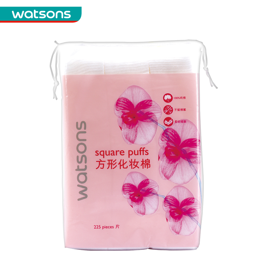 Watsons屈臣氏花语方形化妆棉225片 清洁护理