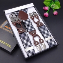 3 5cm wide print striped mens strap clip 6 clip leather extended stretch stretch mens trousers Sling Box