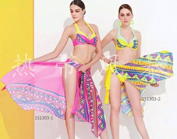 Number Hand Spa National Wind Color Swimsuit Women's Chest Gather Steel Nursery Bikini Yarn Dresses 151303 Orange Yellow