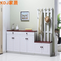 Mediterranean shoe cabinet Hanger Foyer cabinet Coat cabinet Multi-function entrance partition shoe stool combination locker