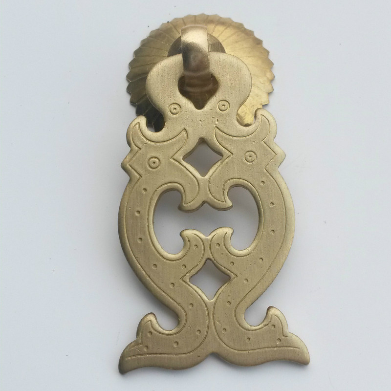 Imitation ancient Chinese pure copper handle carved double-dragon handle antique wardrobe door drawer handle imitation ancient bronze accessories