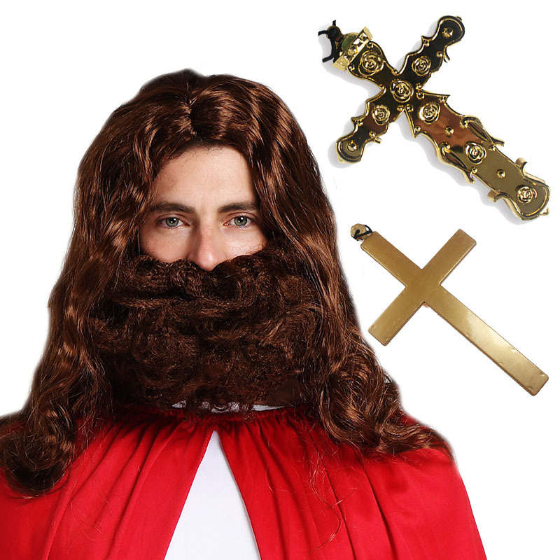 Halloween Accessories, Drama, Christmas Carnival, Easter Necklace, Priest Wig, Nun Cross, Dance Props