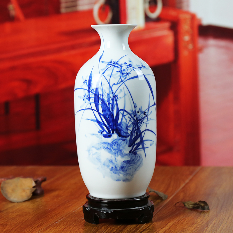 Jingdezhen ceramic vase modern blue and white porcelain painting orchid home sitting room place flower crafts gifts