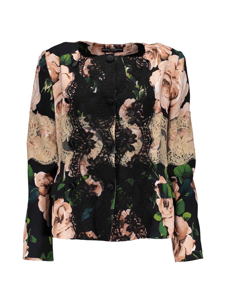 Dolce&Gabbana 拼色印花蕾丝装饰外套