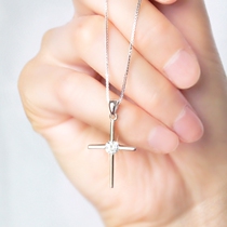 925 Sterling Silver Cross Necklace Woman Synthetic Zirconia Korean Clothes Jewelry Student Neck Belt Pendant