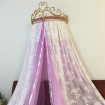 Princess wind mosquito net bed curtain Crown frame Wedding bed curtain Floor-to-ceiling round bed ceiling 1 2 meters pattern tent 1 8m1 5 meters bed