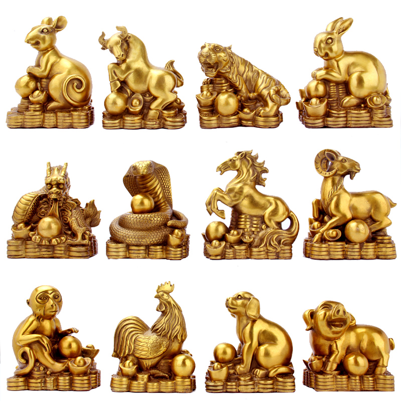 Copper Zodiac Copper 12 12 Zodiac Ornaments Trumpet Bronze Rat Copper Bull Tiger Rabbit Dragon Snake Horse Sheep Monkey Chicken Dog Dog Pig Genus equal