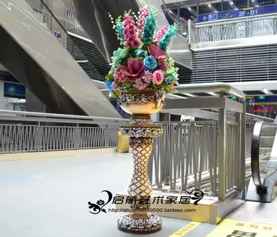 European-style floor vase simulation flower set living room decoration ornaments Diamond Villa craft gift decoration floral art