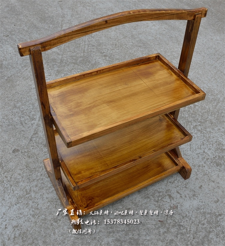 Vegetable rack solid wood hot pot shop vegetable rack removable vegetable rack carbonized anti-corrosion wood vegetable rack 02