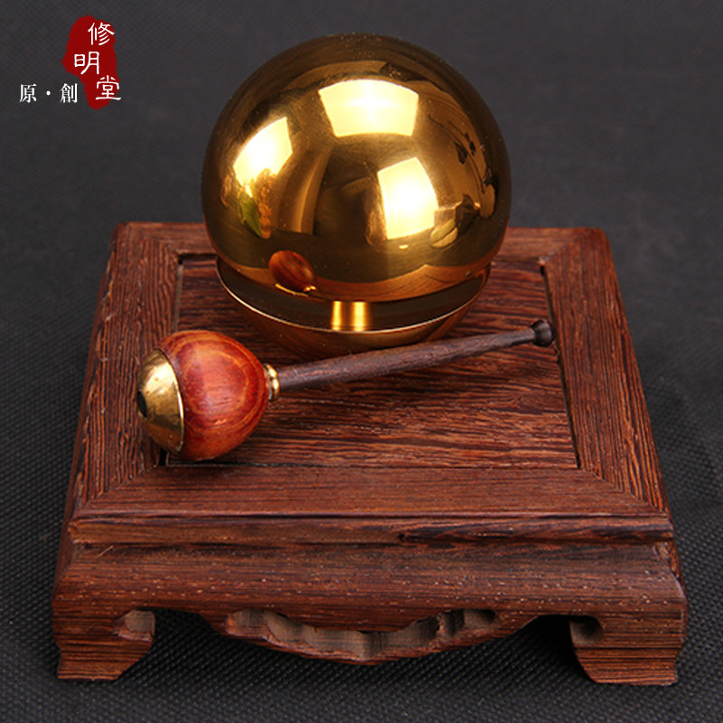 修明堂 台湾佛具 佛堂摆件精品铜鎏金磬 大黑天佛供佛用 出口日本