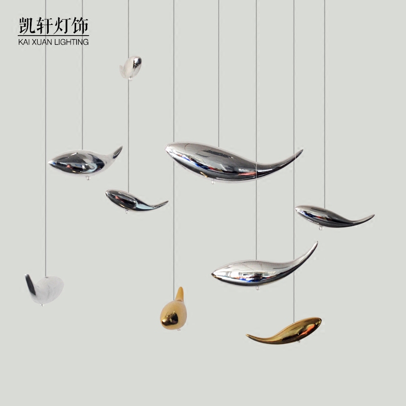 Creative Hotel Clubhouse Art Restaurant Sales Department Aerial Ceiling Hanging Decorative Resin Small Fish Charm Pendant