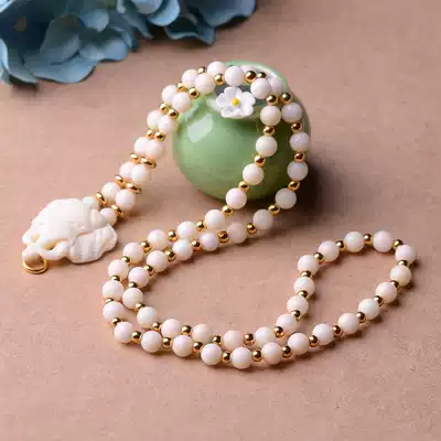 Bull bone elephant head natural white coral Thai Buddha brand special chain necklace
