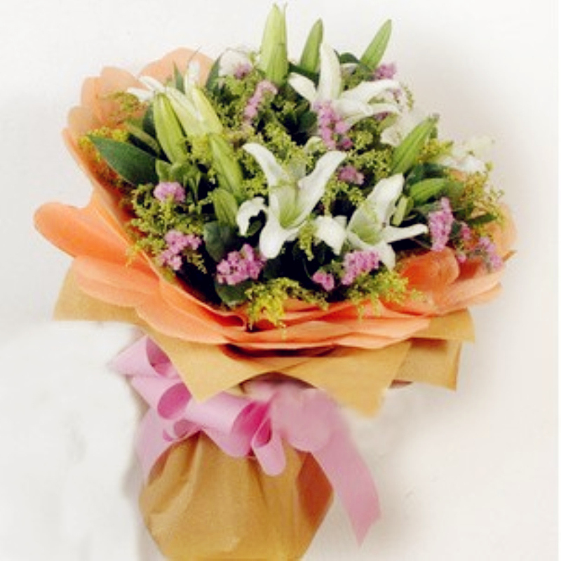 日照泰安福鼎香水百合花束兖州同城鲜花速递商务同事领导客户礼物