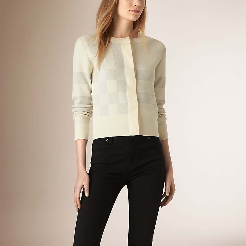 BURBERRY/博柏利格纹针织羊毛混纺开衫 40123671