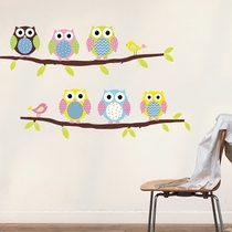 Wall sticker owl cartoon animal childrens room bedside background wall decoration sticker wallpaper sticker self-adhesive