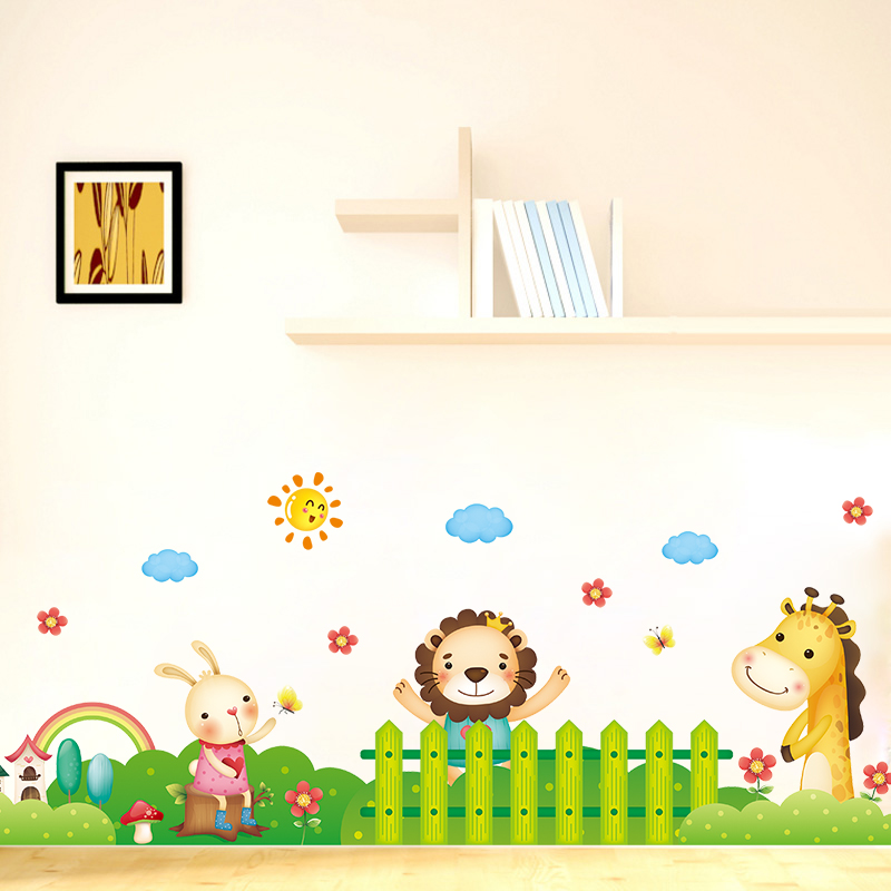 Joy Animals Skirting footrest wall Collage Wallpaper Self-Glued Children Room Baby Bedroom Kindergarten Decoration Removable