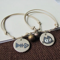 Cute cartoon ceramic couple bracelet female student gift pair Jingdezhen ceramic jewelry factory