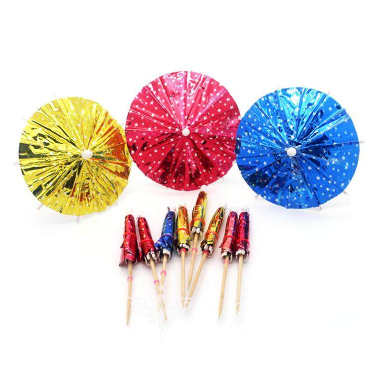 Exit Small Umbrella Umbrella Sign Cocktail Decorated with Cocktail Decoration Bamboo Sign Golden Blue Red Mix