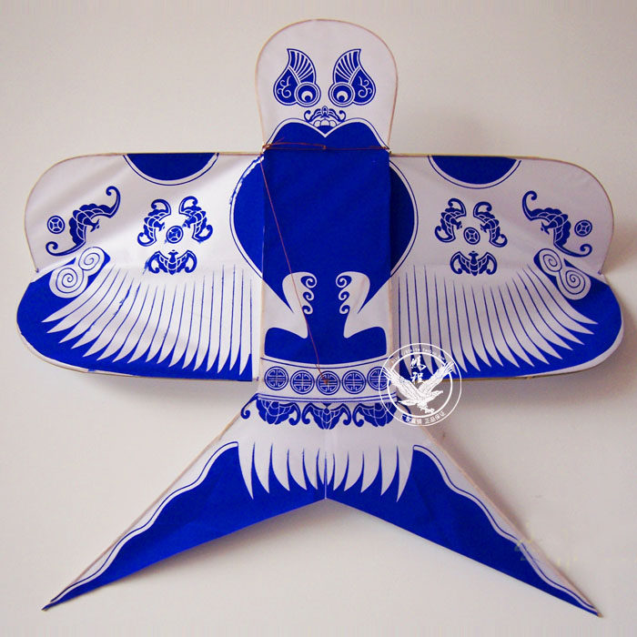 Weifang Traditional Blue Pan Bottom Sand Yankite Monochrome Bamboo Sayanite Kite China Wind Gift beautiful cloth exhibition