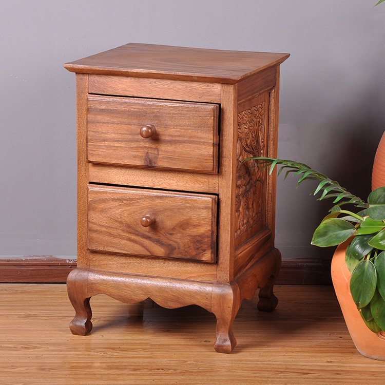 Thai craft gift pendulum decoration teak furniture with characteristic carved bed head cabinet Southeast Asian style Decorative Storage Drawer Cabinet