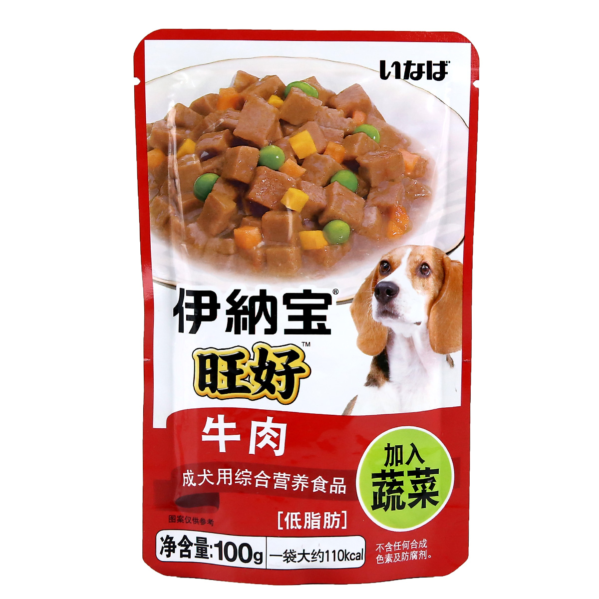 波奇网 宠物狗零食伊纳宝旺好犬用鲜封包牛肉蔬菜100g泰迪狗湿粮