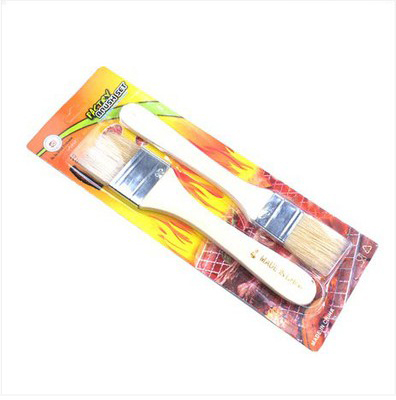 Outdoor Barbecue Tools Supplies Accessories Wood Handle Pig Mane Barbecue Brush Oil Brushed Seasoning Brushed Brush 2 only Packaging