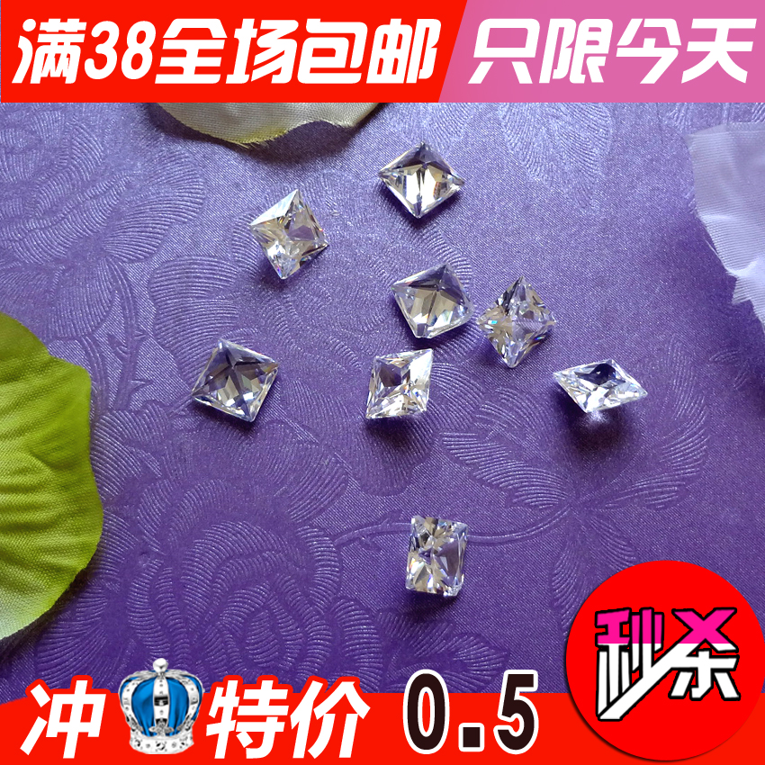 Zircon square pointed bottom bare stone super flash white full transparent zircon diamond right angle SQAAAAA loose diamond princess square