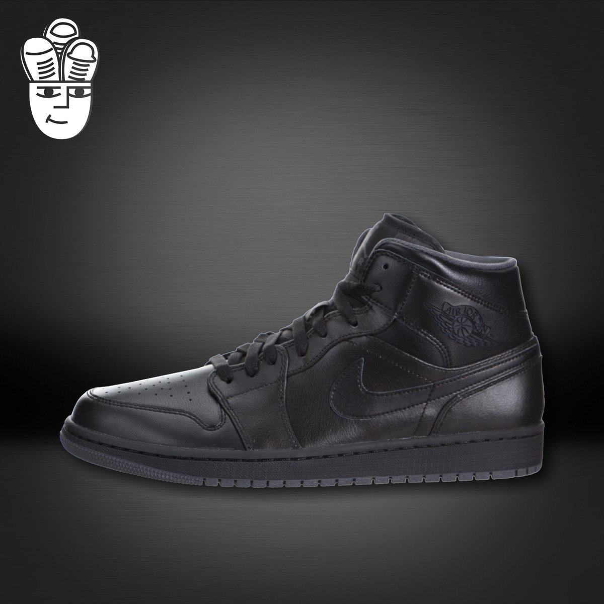 Air Jordan 1 AJ 男子中帮板鞋 休闲鞋 时尚纯黑运动鞋 554724