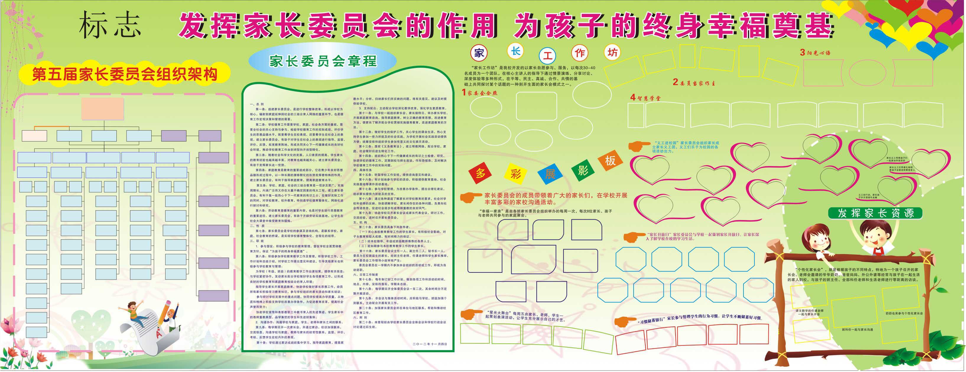 740海报印制展板写真喷绘贴纸442幼儿园家长委员会宣传栏
