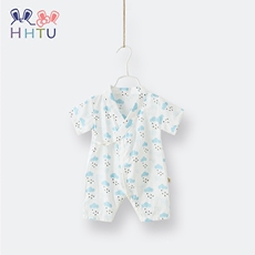 Комбинезон, Ползунки, Боди hhtu宝宝衣服女0-1岁夏季薄款婴儿短袖纱布连体衣新生儿开裆爬服