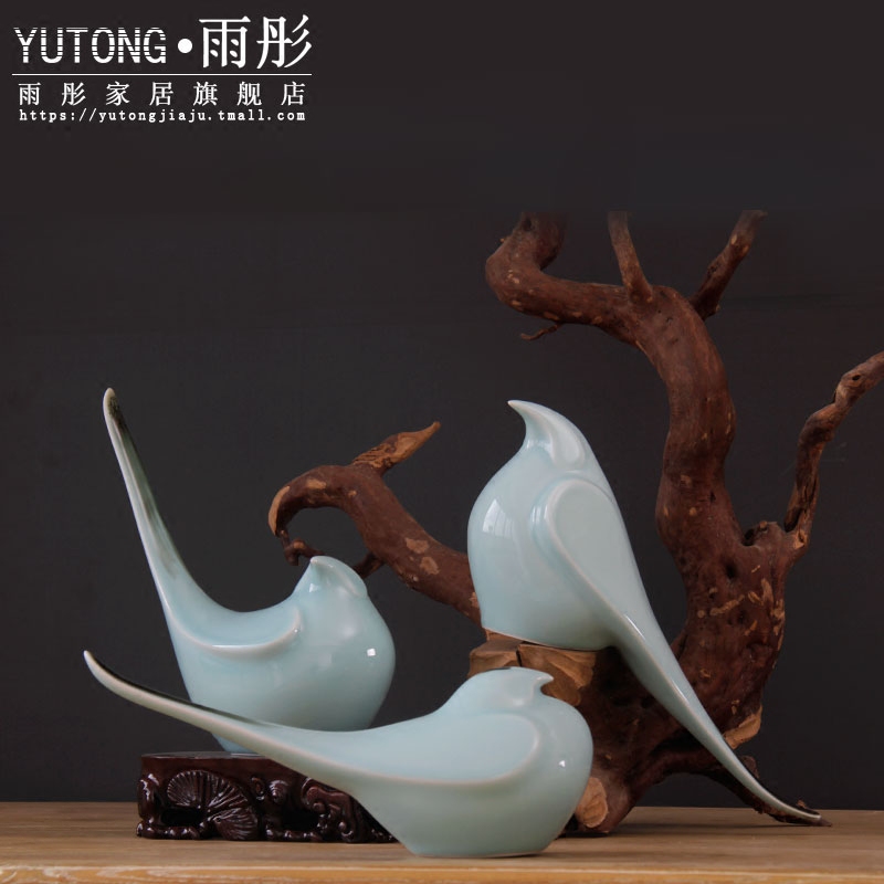 Jingdezhen ceramic checking shadow blue glaze bird pay-per-tweet landing soft outfit furniture furnishing articles creative modern decoration home outfit