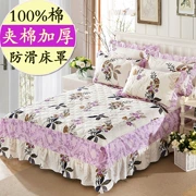 Bông bedspread bông giường váy mảnh duy nhất của bông và nệm bông bìa 1.5m1.8 Mega dày Hàn Quốc phiên bản của các tấm chống trượt - Váy Petti