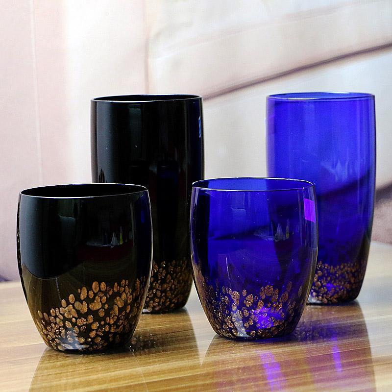 Blue Glass Water Glass Sands European Wine Glass Round Creative Crystal Glass Decorative Juice Commercial Cup