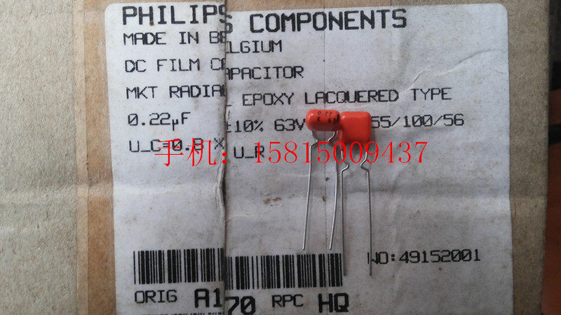 Philips CBB film capacitor 224J K 0 22J K 63V 100V P15MM