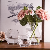 Handmade fashion simple glass vase Geometric vase Transparent crafts candlestick simple handmade decorative ornaments
