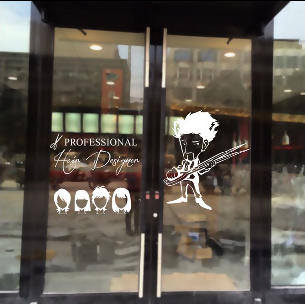 Personality Hairdresser Hairdresser Hairdresser Beauty Hair Salon Beauty Hair Salon Window Glass Decorative Wall Stickers SPA Beauty Salon