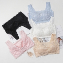 Lace bandeau bra thin section anti-glare pure cotton big chest small underwear women without steel rings summer large size bra