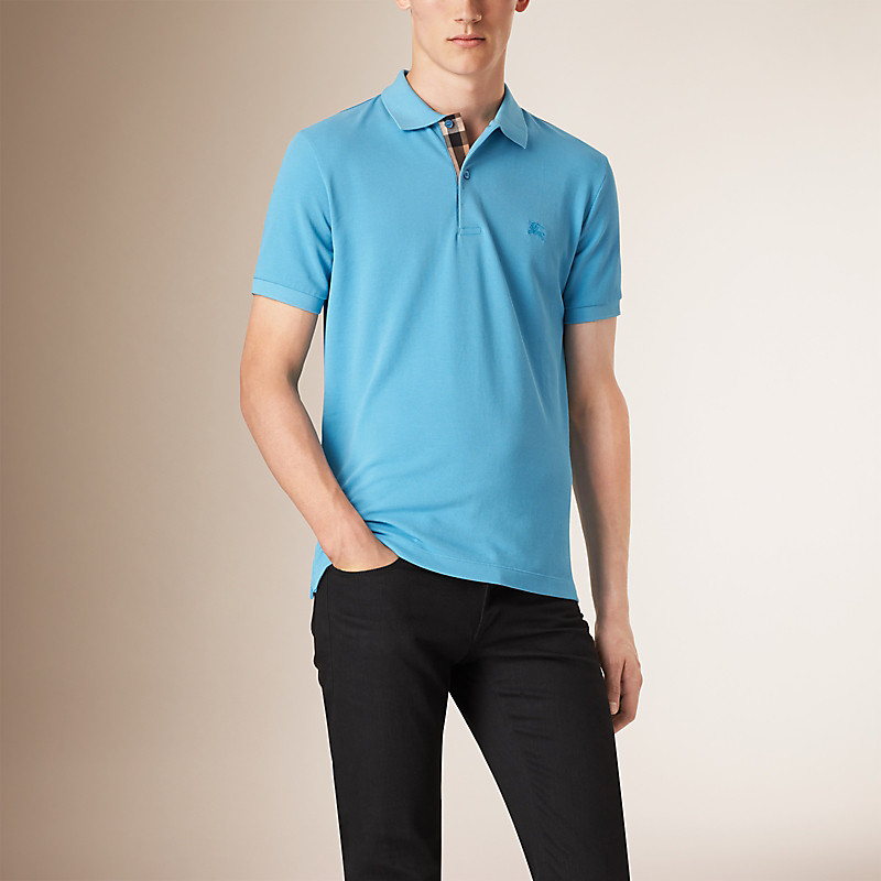 BURBERRY/博柏利格纹开襟珠地网眼布棉质 Polo 衫 39955041
