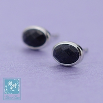 Silver time S925 sterling silver earrings purple gold sand black agate Oval starry earrings creative personality earrings female