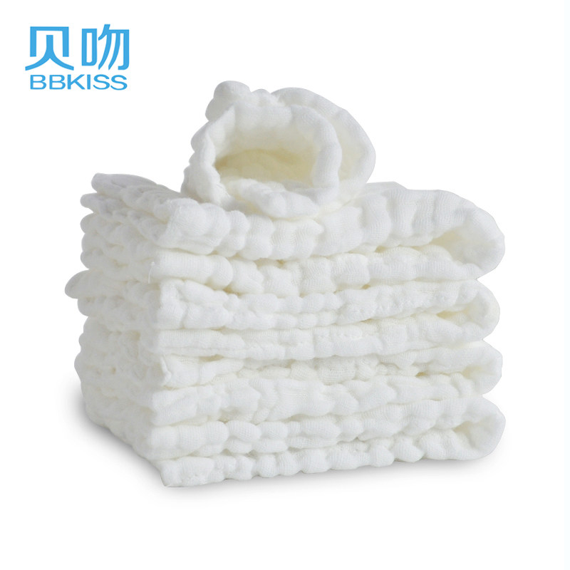 【天猫超市】贝吻婴儿纱布尿布纯棉医用可洗10层加厚5条装B2041