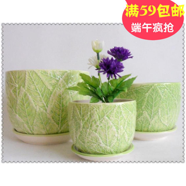 Yezhijia ceramic flowerpot ສາມມິຕິລະດັບ embossed ໃບຄຸນນະພາບສົ່ງອອກລາຄາພິເສດກັບ tray ຮູບແບບໃຫມ່ສົ່ງຟຣີໃນໄລຍະ 39