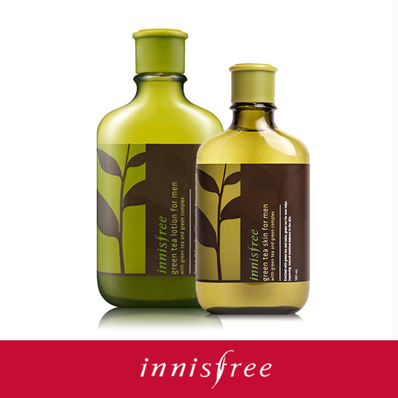 innisfree/悦诗风吟男士绿茶清爽滋润水乳两件套装保湿控油须后