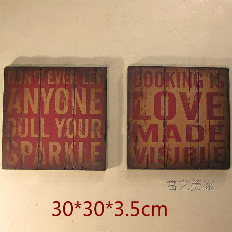 Vintage and old woodcut English letters decorative painting European-style American hanging board painting cafe bar wall hanging